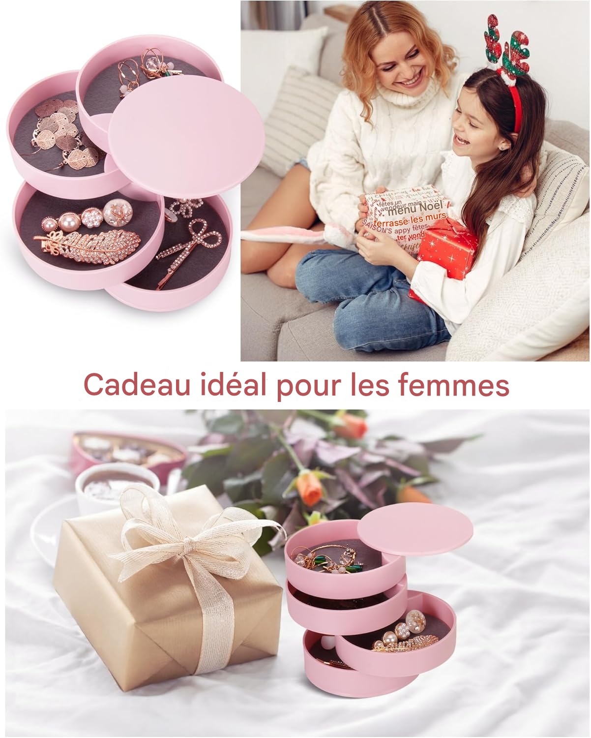Miroir et boîte à accessoires rotative